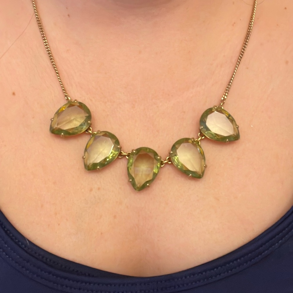 Green Teardrop J Crew Statement Necklace